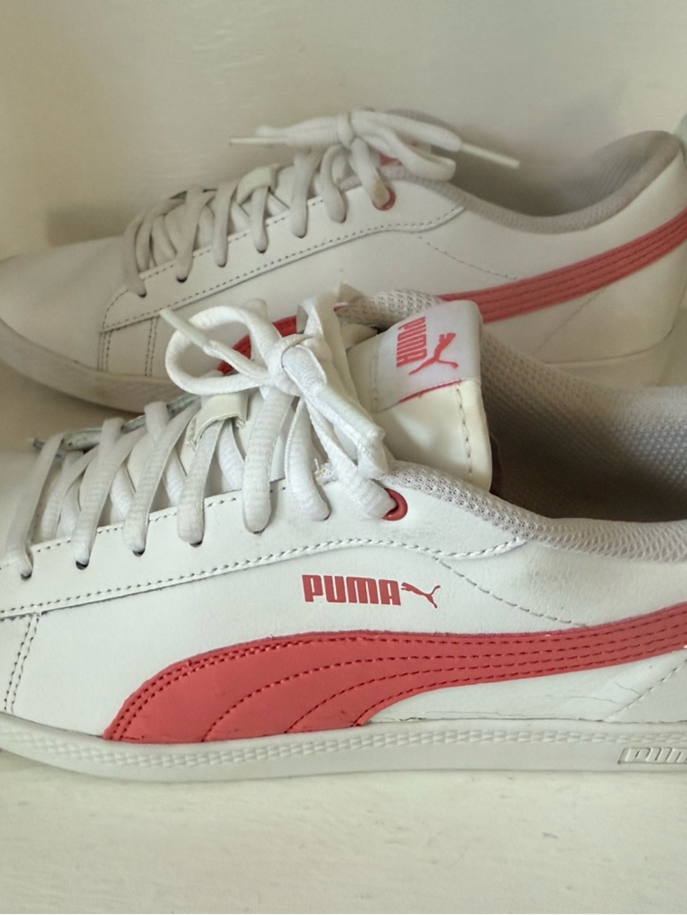 Puma Women's White & Coral Low-Top Sneakers